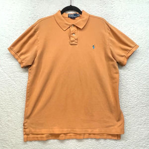 Polo Ralph Lauren Shirt Mens Extra Large Orange Blue Custom Fit Vintage Rugby